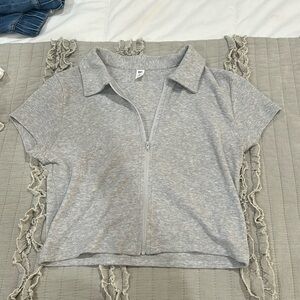 BP zipper collared top